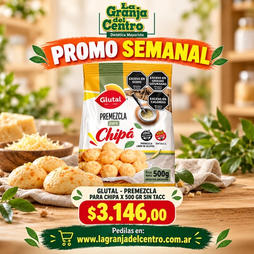 Ofertas y Promociones GLUTAL - PREMEZCLA PARA CHIPA X 500 GR sin tacc PROMO SEMANAL