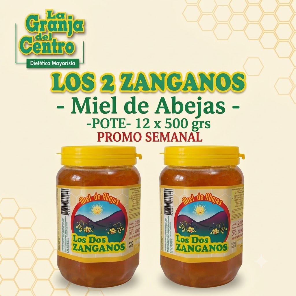 Ofertas y Promociones LOS 2 ZANGANOS - Miel de Abejas -POTE- 12 x 500 grs promo semanal