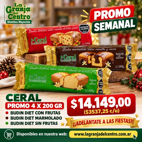 Ofertas y Promociones CERAL - BUDIN DIET SIN FRUTA PROMO 4 X 200 GR promo semanal