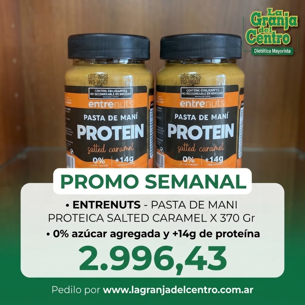 Ofertas y Promociones ENTRENUTS - PASTA DE MANI PROTEICA SALTED CARAMEL X 370 G PROMO SEMANAL